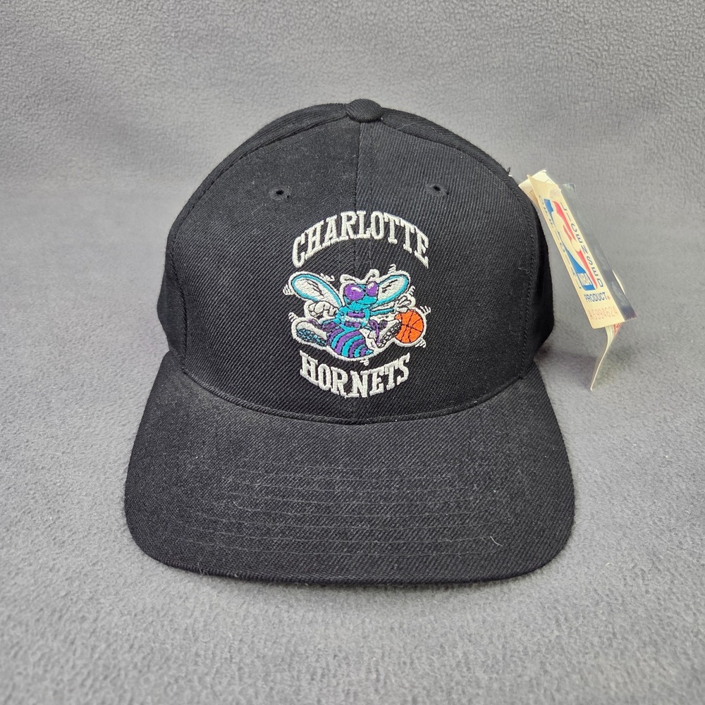 NWT Vintage 90s Charlotte Hornets American Needle Hat Snapback Wool Blend Black